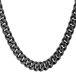 U7 Black Gun Plated Chain Necklace Men 6 MM 30" L